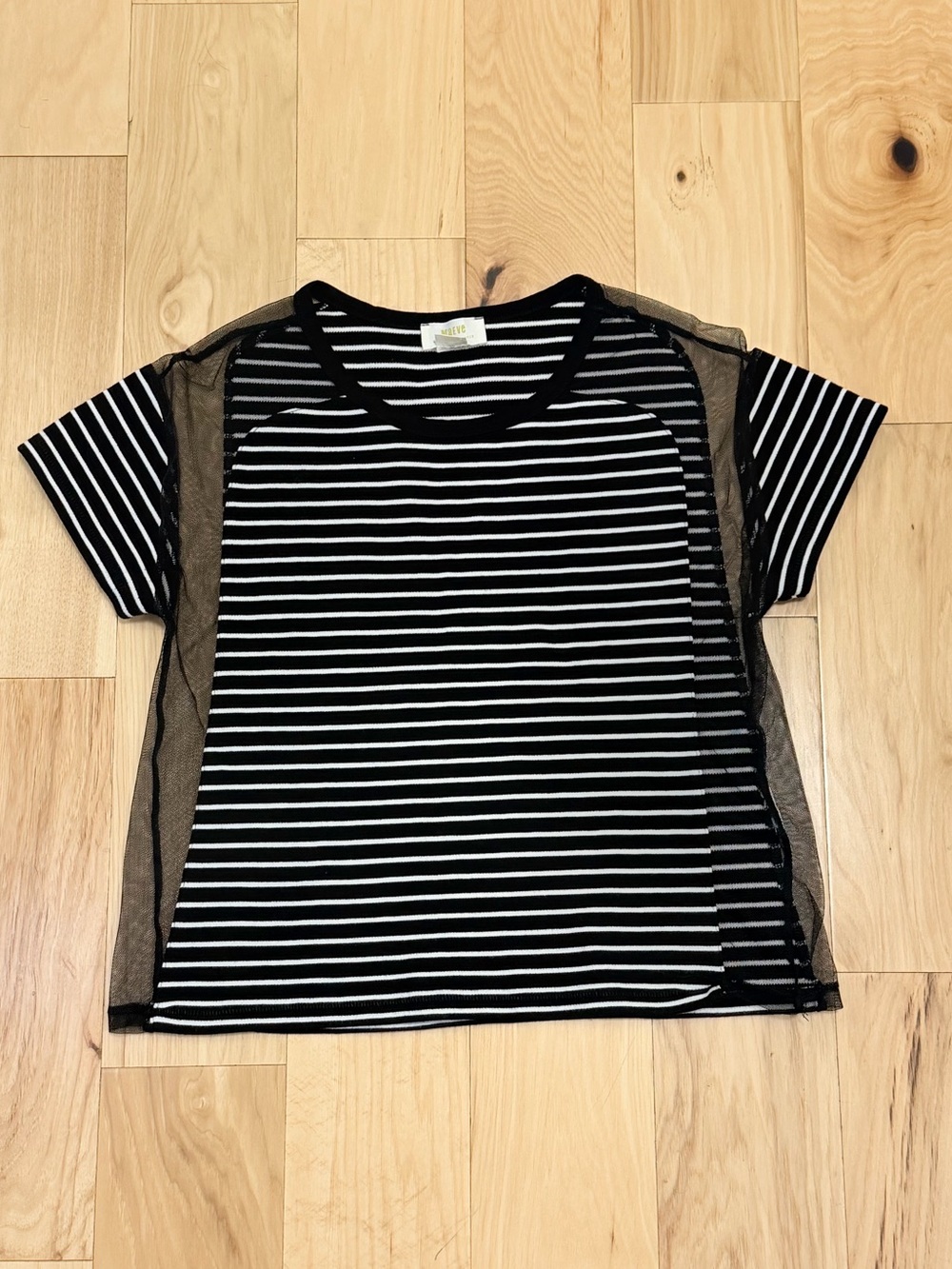 Maeve Anthropologie Women’s Striped Mesh Tee Shirt - Picture 5 of 7